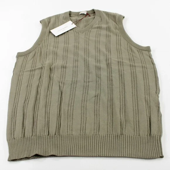 Luciano Barbera NWT V Neck Sweater Vest Size 50 M In Sage Green Cotton/Cashmere